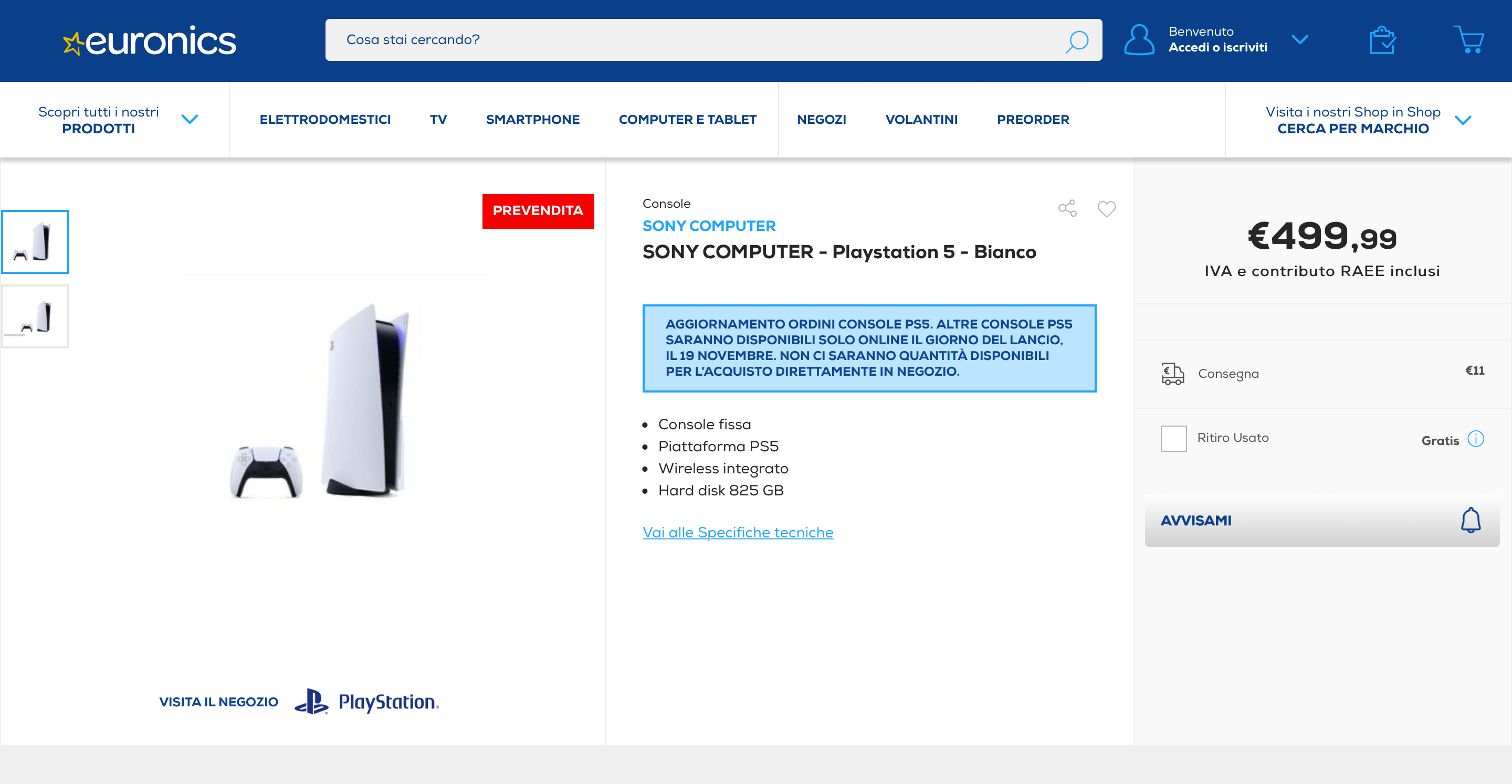 PlayStation 5 torna disponibile