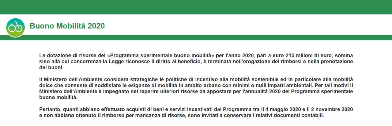 Bonus mobilità, fondi terminati