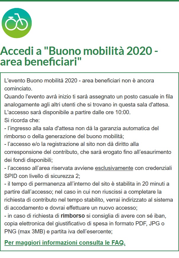 Bonus Mobilità 2020: sito già offline