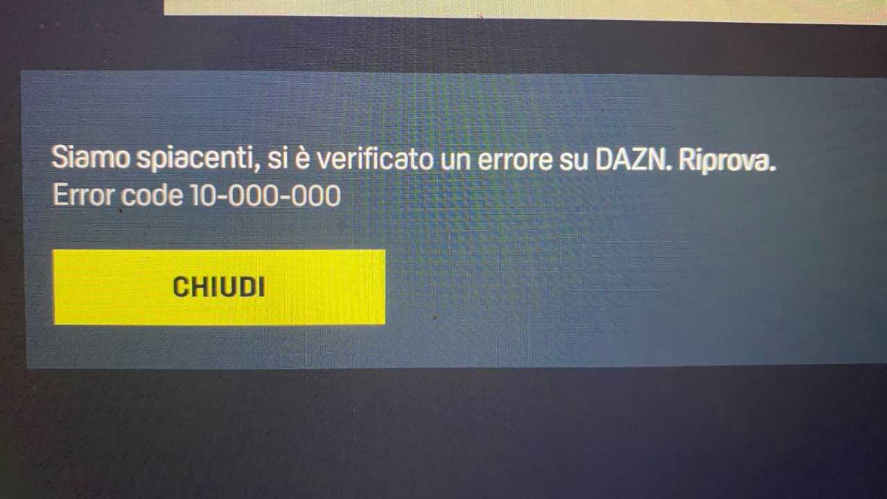 Errore app DAZN 
