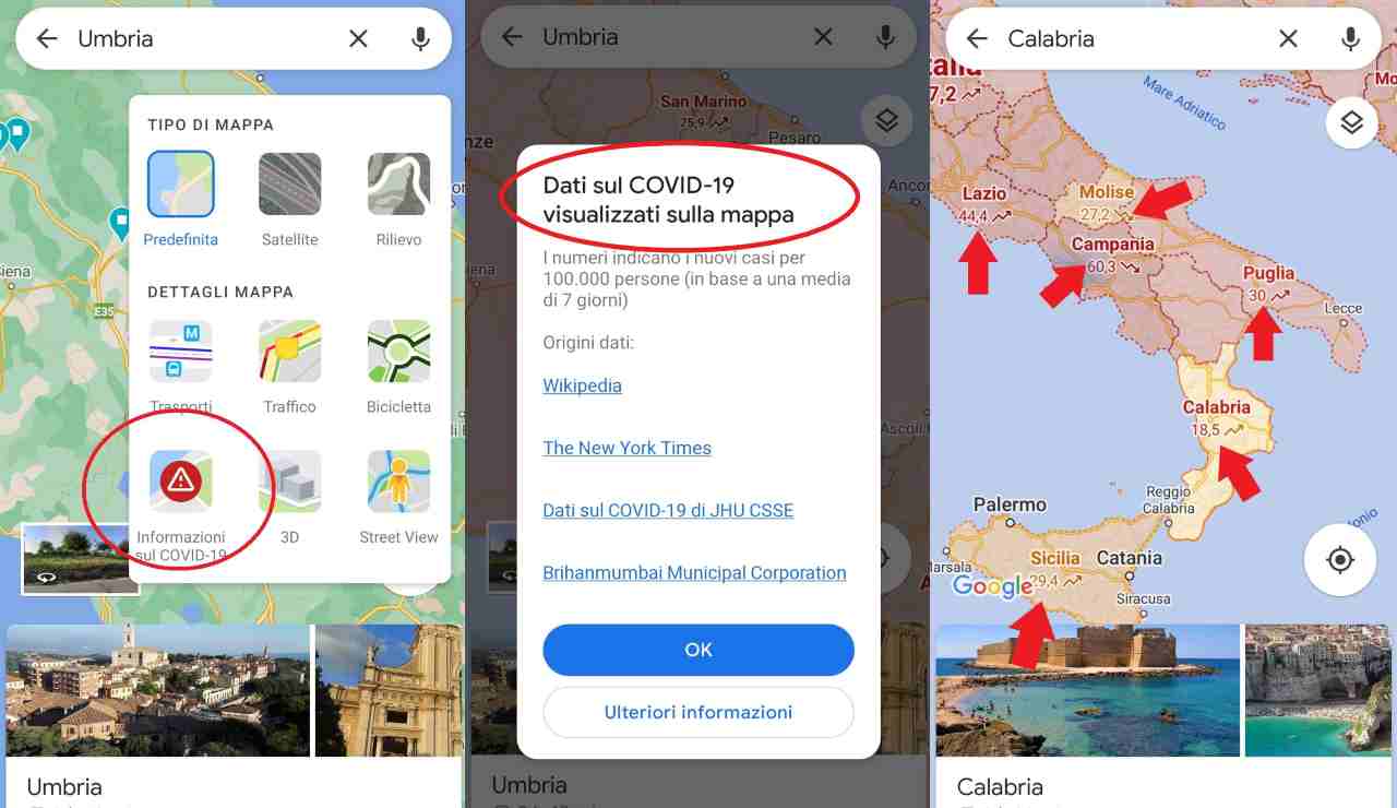 Status Covid-19 su Google Maps