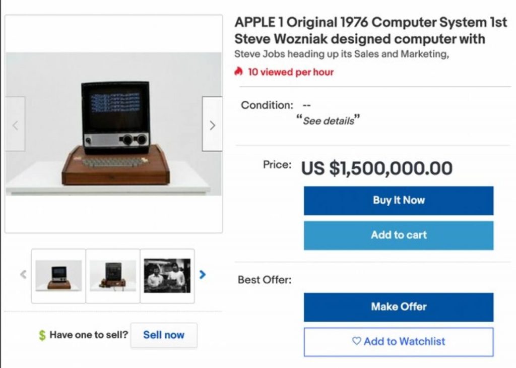 Apple I su Ebay (Foto Ebay)