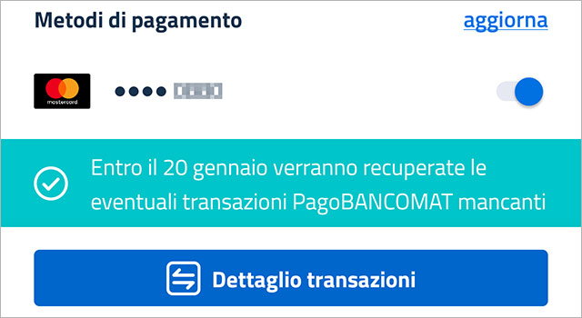 Cashback: transazioni mancanti