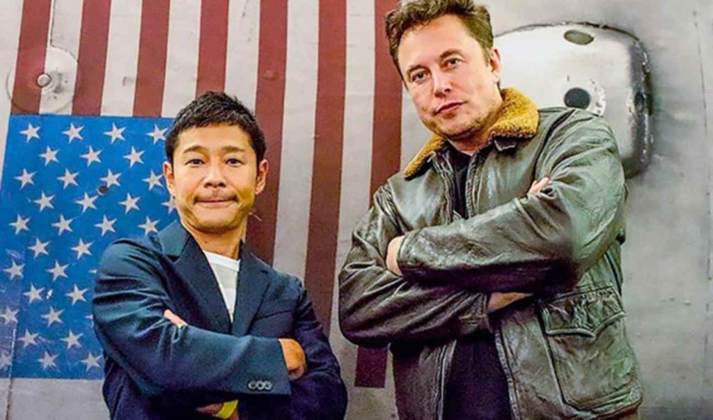 Yusaku Maezawa ed Elon Musk (Foto Odishatv)