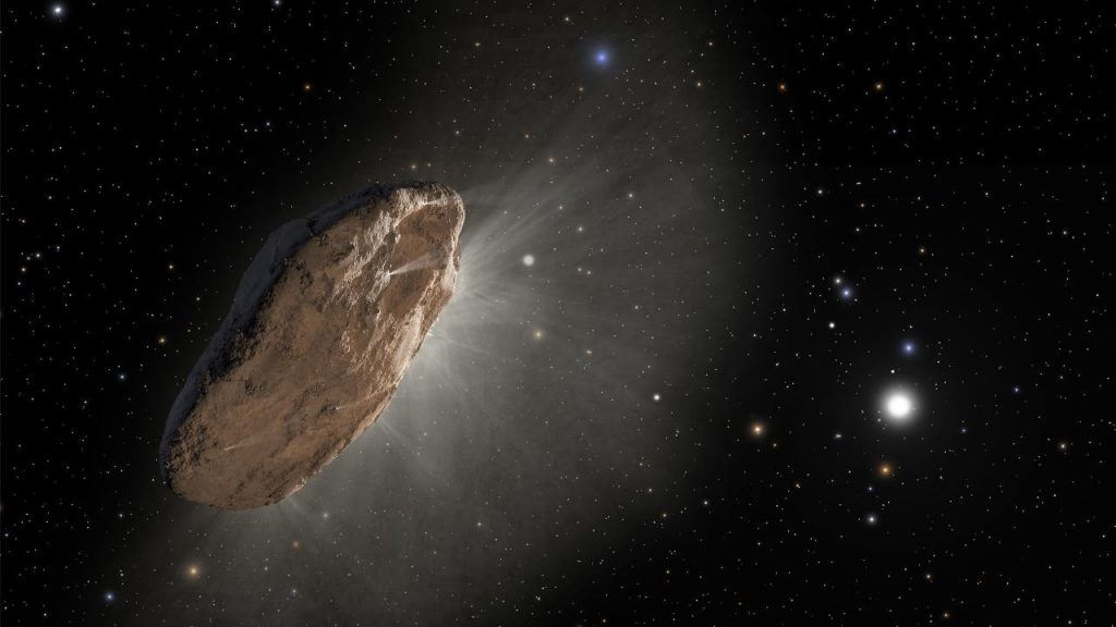 Oumuamua con la caratteristica forma a frittella