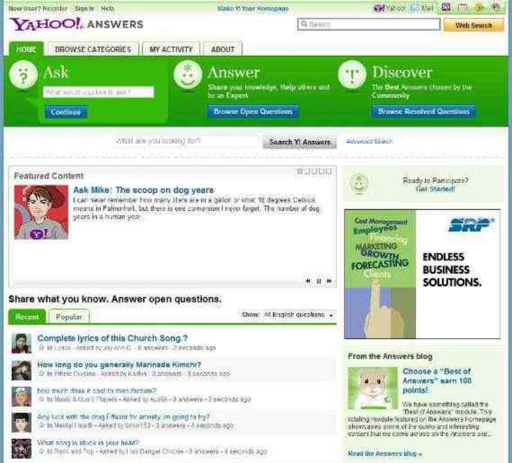 Yahoo Answers (La home page)