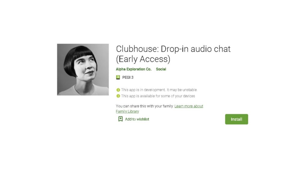 Clubhouse sbarca su Android in tutto il mondo (image from Google Play Store)