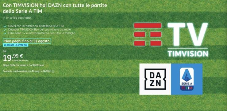 Timvision + Dazn, i prezzi ufficiali dell'abbonamento