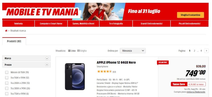 Mobile e Tv Mania, nuovo volantino di Mediaworld