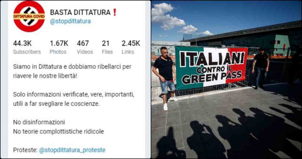 Basta dittatura, chiuso canale Telegram (Foto Il Fatto Quotidiano)