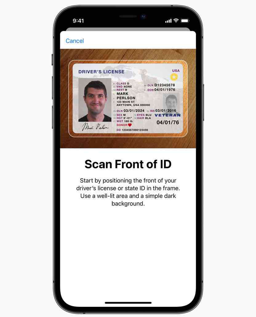 Documenti d'identità su Wallet di iPhone