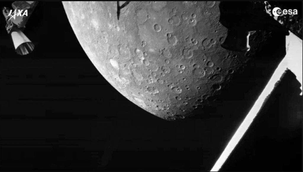 Mercurio fotografato da BepiColombo (fonte Ansa)