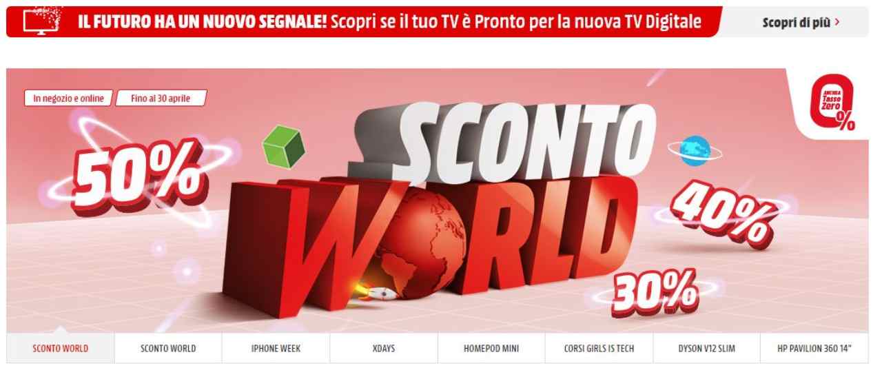 MediaWorld, volantino Sconto World, 25/4/2022 - Computermagazine.it