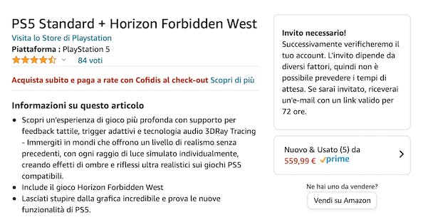 PS5: la nuova modalità di acquisto su invito di Amazon - 18822 www.computermagazine.it