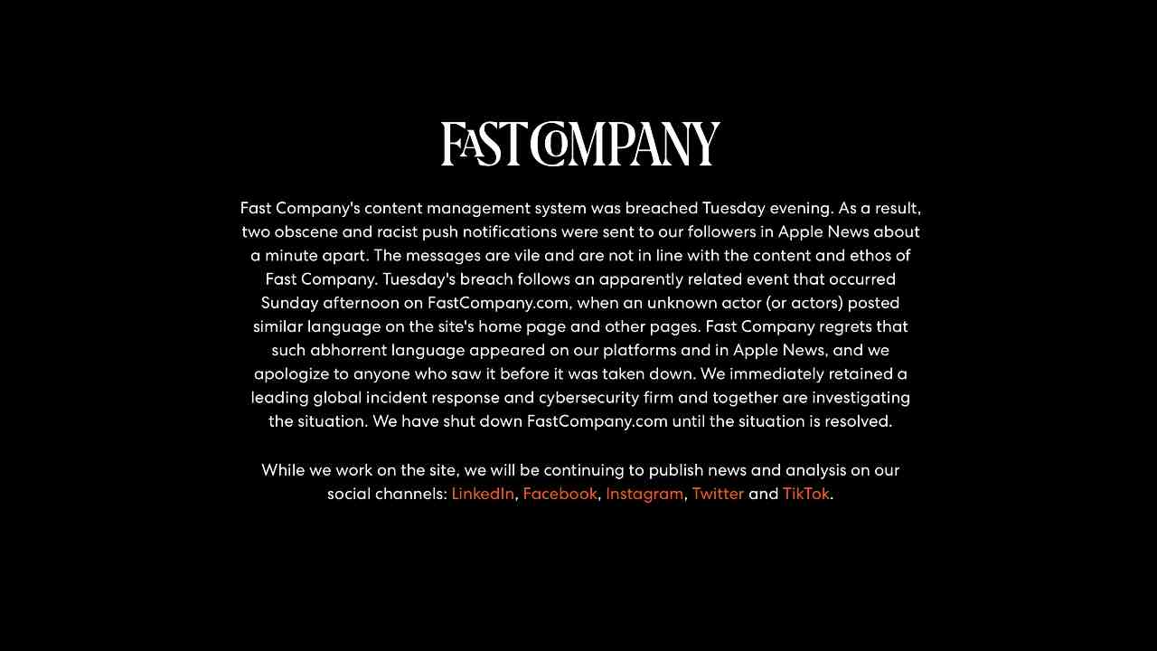Fast Company Hacked ComputerMagazine.it 29 Settembre 2022