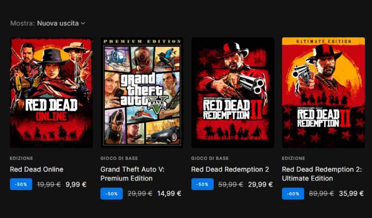 Saldi Rockstar Games su Epic Store, 25/9/2022 - Computermagazine.it